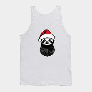 Christmas Sloth with Santa Hat Tank Top